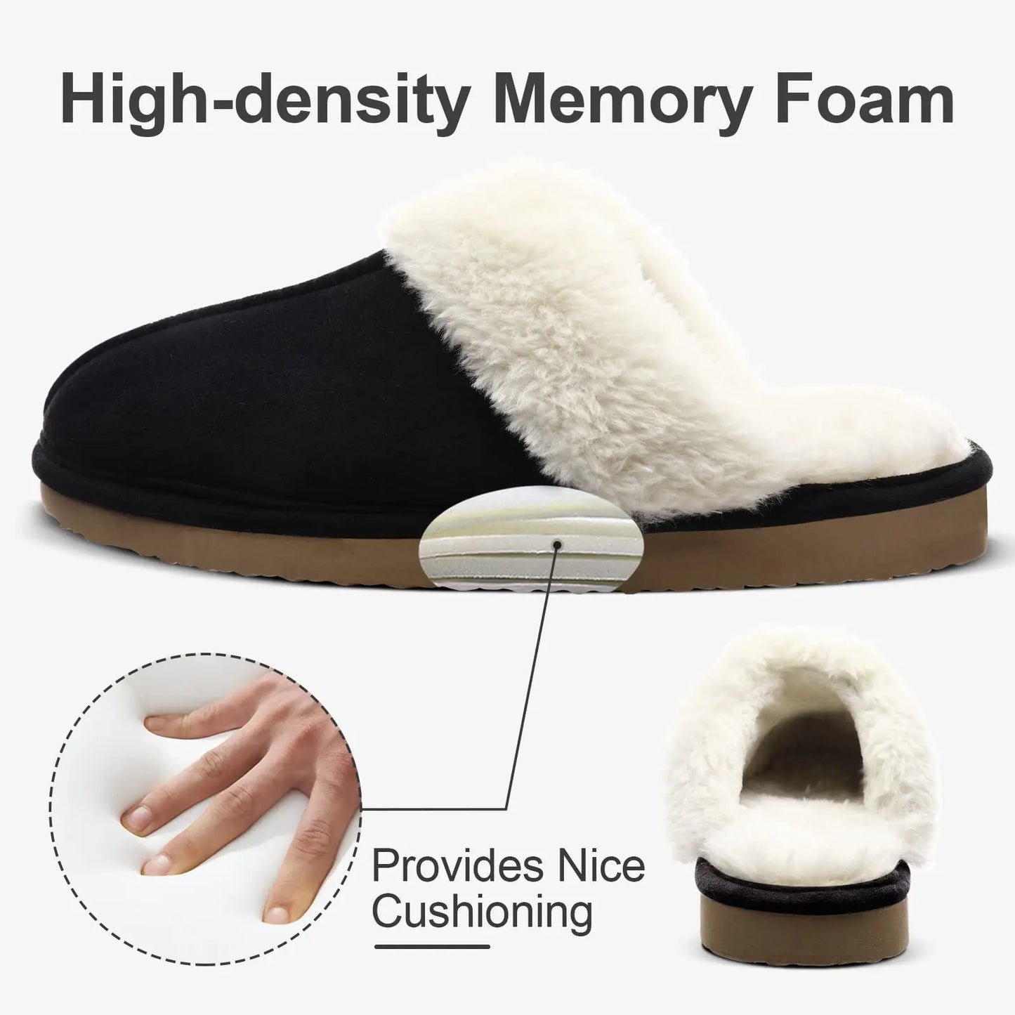 Kidmi Winter Women Fuzzy Slippers Classic Brand Fluffy House Shoes Indoor Warm Suede Cozy Slippers Casual Non-slip Cotton Shoes