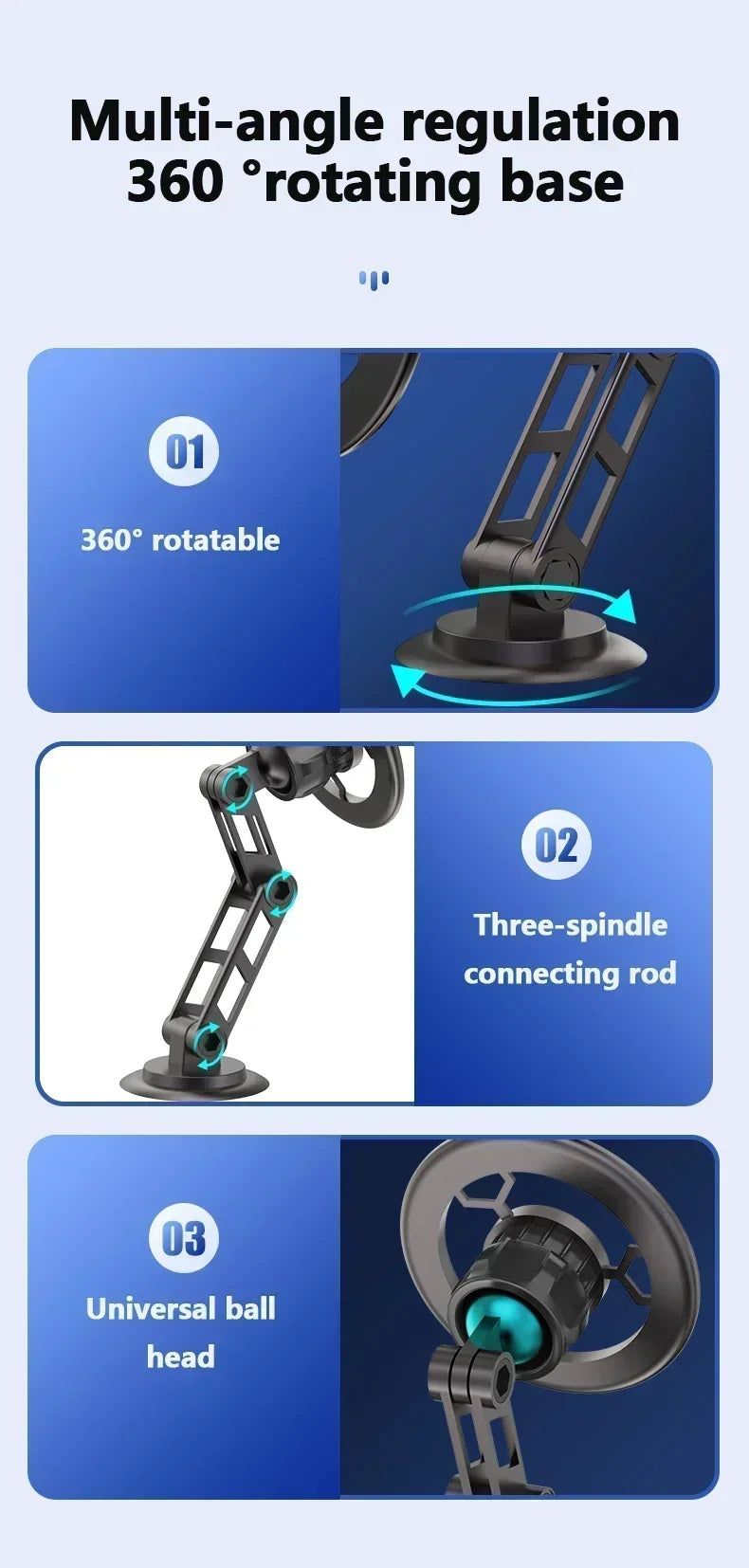 Magnetic Car Wireless Charger for iPhone 15 14 Pro Max Car Phone Holder 360 Rotation Metal Foldable Charging Stand for Samsung
