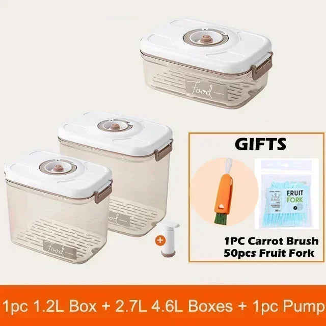 Vacuum Sealed Food Storage Box, Clear Fresh-Keeping Box, Capacity Food Dispenser, Transparent Container with Vacuum Pump
