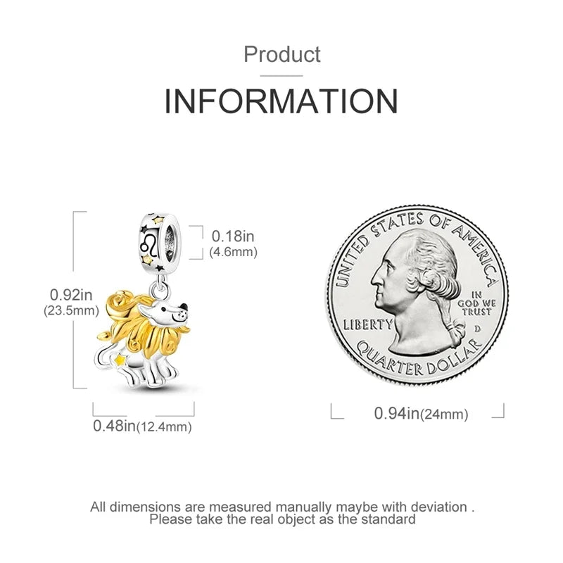 Zodiac Signs Original Charms 925 Sterling Silver Glow in Dark Pendants Beads Fit Bracelet DIY Jewelry Birthday Gift for Women