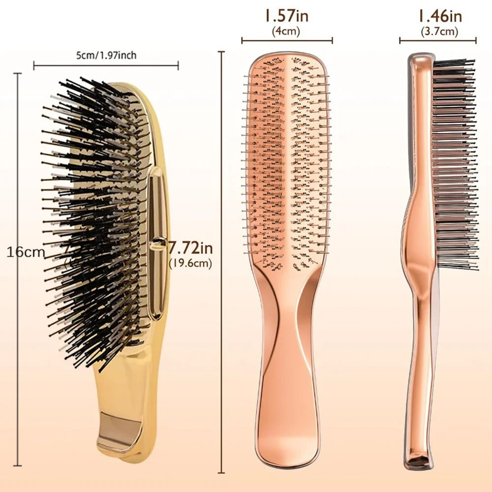 Japanese Premium Head Massager Scalp Brush Hair Massager Shampoo Brush Wet Plastic Detangling Brush Hair Cleaning Comb Rose Gold