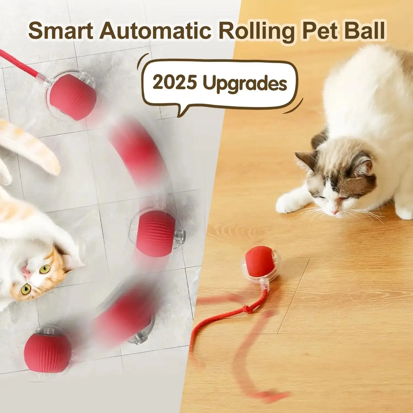 New Cat Interactive Ball Toy,Automatic Rolling Cat Ball Rechargeable,Smart Kitten Interactive Toy,Intelligent Balls Toy for Cat