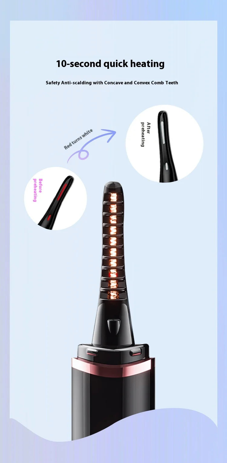Heated Eyelash Curler, Fast Heat up Within 10s, 24 Hours Long Lasting, Rechargeable Electric Eyelash Curler, Temperature Control