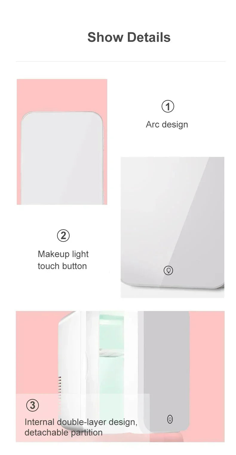 8L Mini Electric Refrigerator 12V 110V 220V Portable Camping Cooler and Warmer Makeup Refrigerat for Car and Home Dual-use