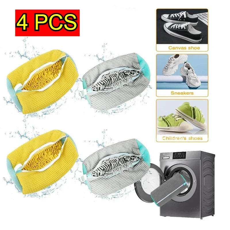 Washing Shoes Machine Bag Slippers Laundry Bag Net for Cleaning Shoes Washable Overshoes Sneakers Kit Soft Bristle Shoe Brush