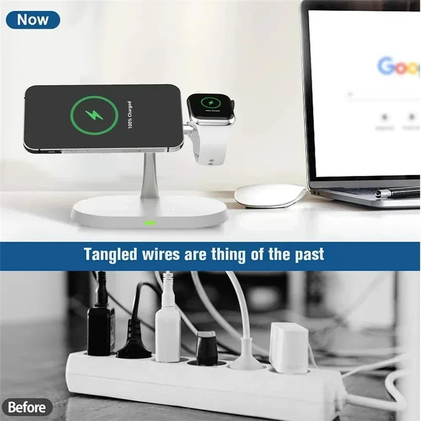 3 in 1 100W Magnetic Wireless Charger Stand For Magsafe iPhone 16 15 14 13 12 Apple Watch 8 7 Airpods Pro Fast Charging Station