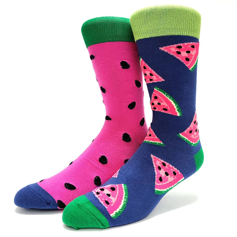 58 Style Food Theme Men Cartoon Socks Cotton Fruit Banana beer coffee bean doughnut sandwich hamburger sushi ice crea Long Socks
