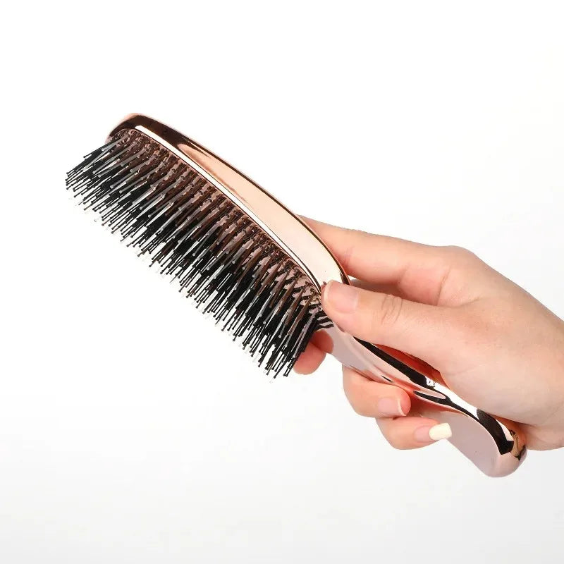 Japanese Premium Head Massager Scalp Brush Hair Massager Shampoo Brush Wet Plastic Detangling Brush Hair Cleaning Comb Rose Gold