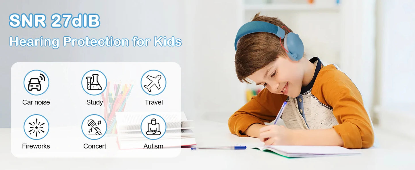Children Kids Ear Protector Earmuffs Kids 27dB Hearing Protection Soundproof Headphone Safety Reduction Ear Muff Noise Cancellin