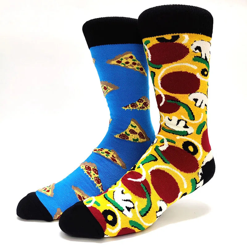 58 Style Food Theme Men Cartoon Socks Cotton Fruit Banana beer coffee bean doughnut sandwich hamburger sushi ice crea Long Socks