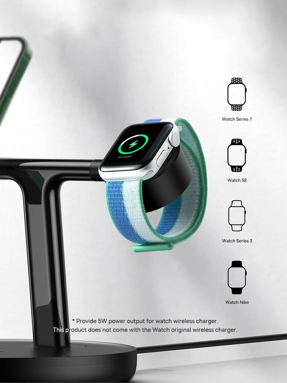 Baseus 3 in 1 20W Magnetic Wireless Charger Stand For Phone iPhone 15 14 Pro Airpods Apple Watch Fast Charging Station Holder