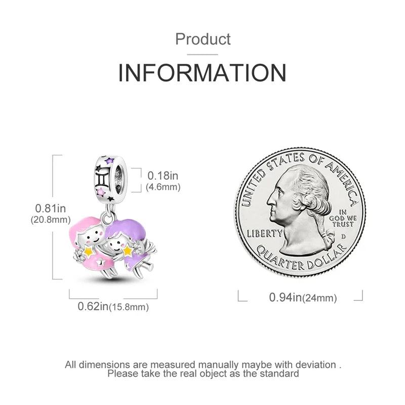 Zodiac Signs Original Charms 925 Sterling Silver Glow in Dark Pendants Beads Fit Bracelet DIY Jewelry Birthday Gift for Women