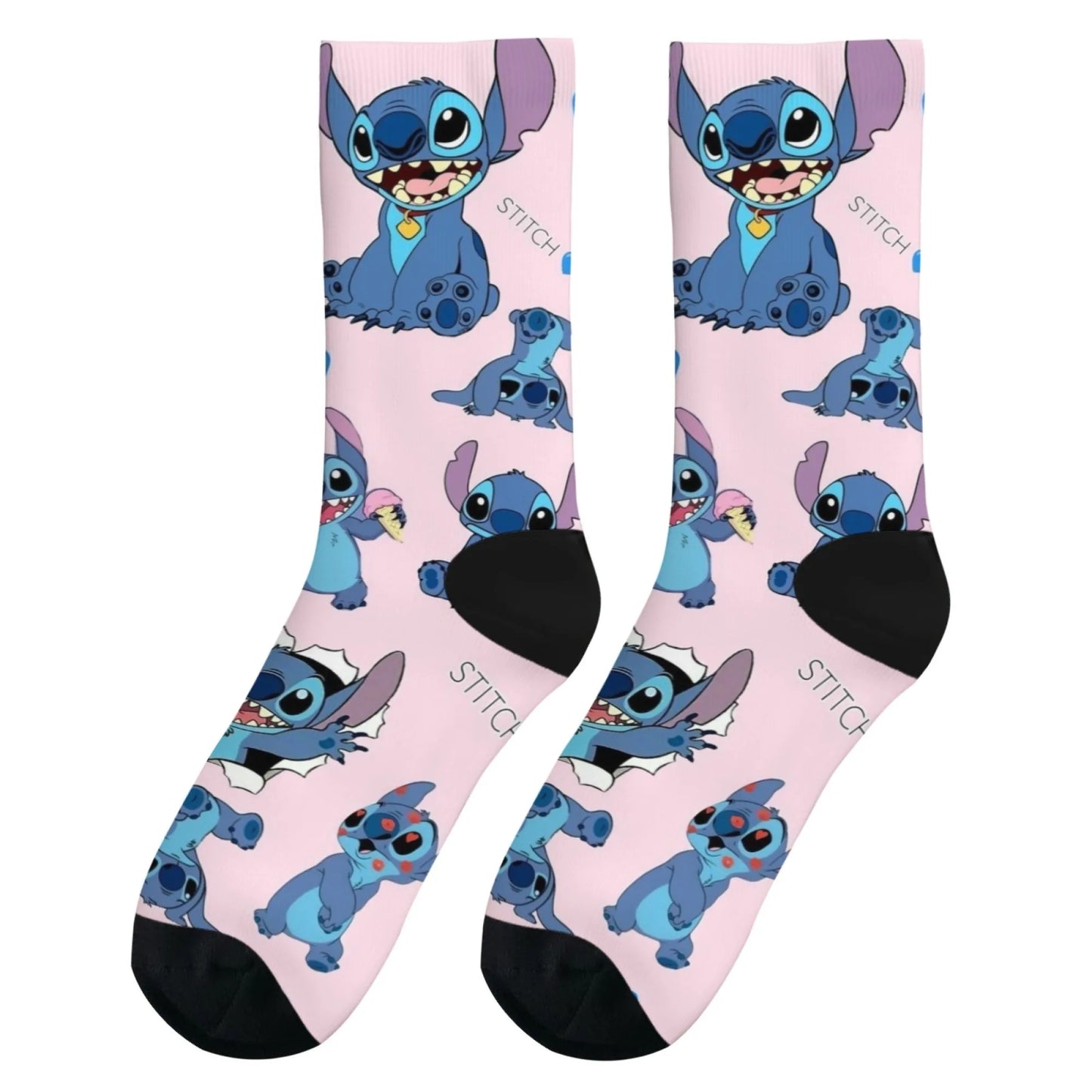 Cartoon Stitch Printed Men's Socks Soft and Comfortable Socks Novelty Harajuku Funny Street Hip-Hop Socks Party Holiday Gifts