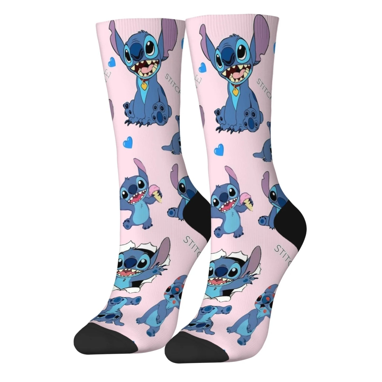 Cartoon Stitch Printed Men's Socks Soft and Comfortable Socks Novelty Harajuku Funny Street Hip-Hop Socks Party Holiday Gifts