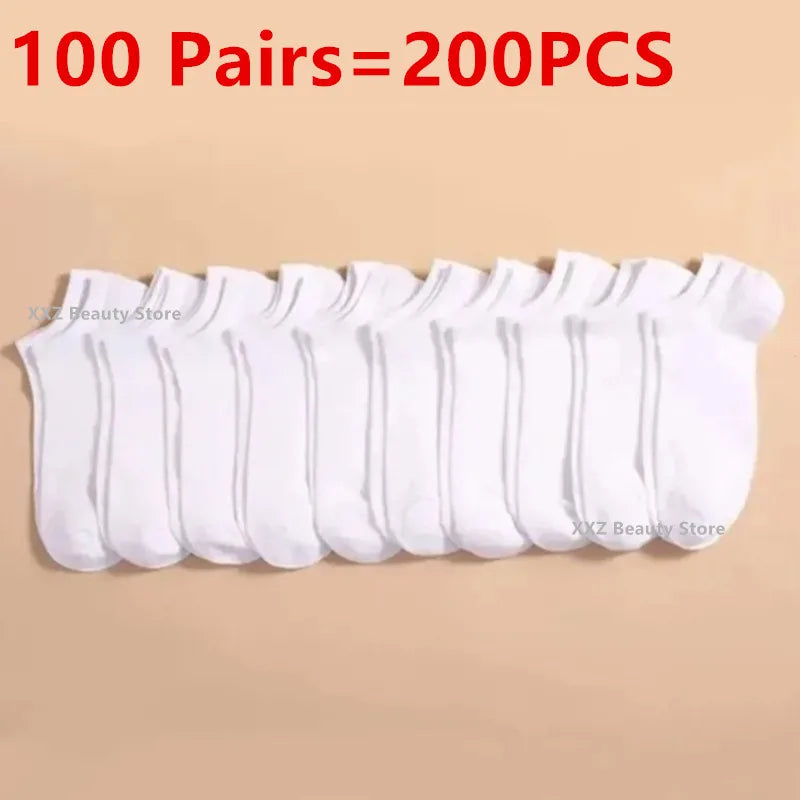 50/100 Pairs Solid Color Breathable Sock Women Men Boat Socks Invisible Low Cut Non-slip Summer No-show Ankle Socks Wholesale