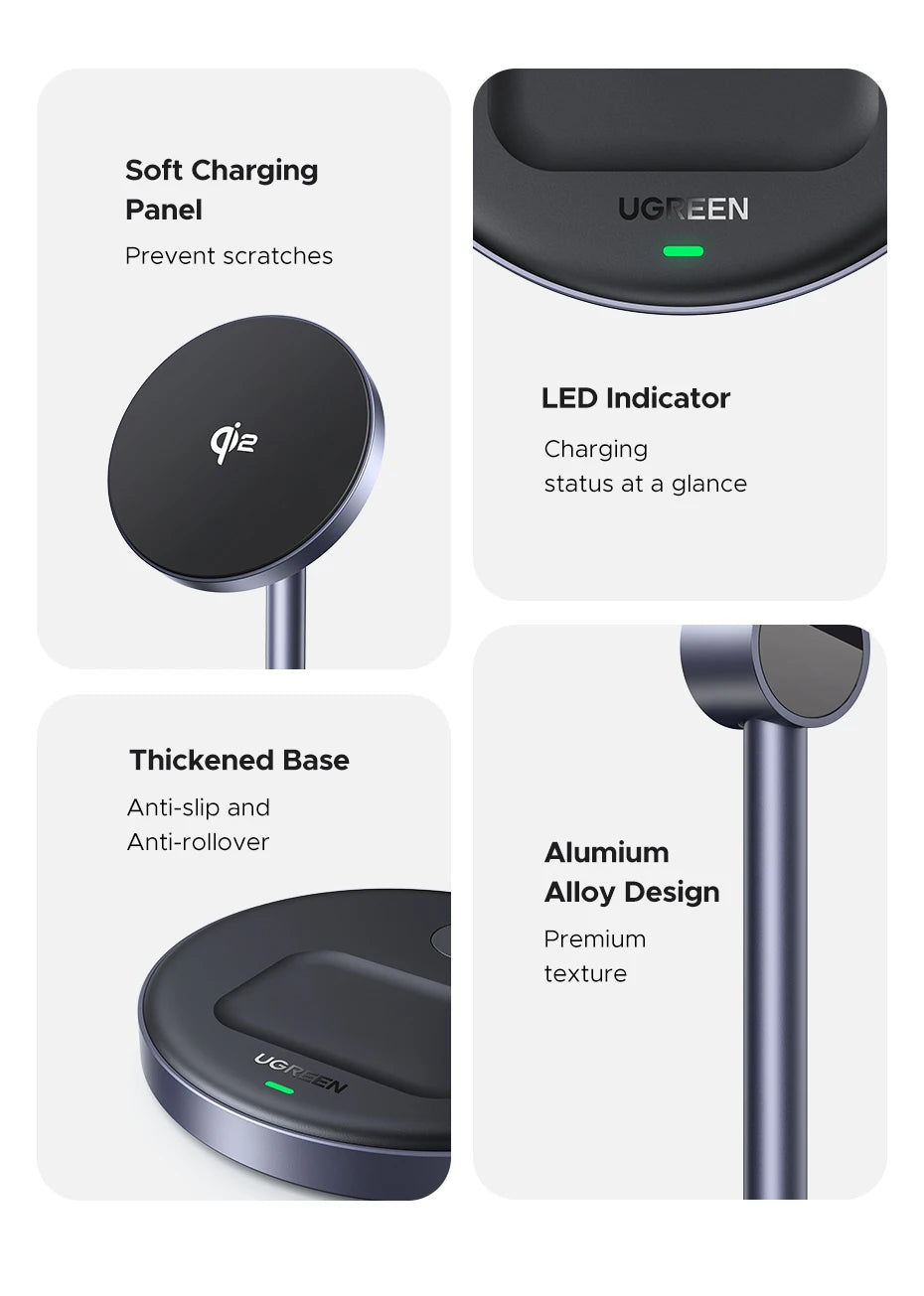 UGREEN Qi2 25W Magnetic Wireless Charger Stand Charging Holder For iPhone 16 15 Pro Max/AirPods Fast Charger for MagSafe