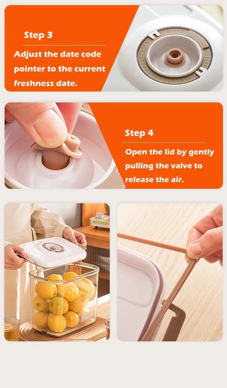 Vacuum Sealed Food Storage Box, Clear Fresh-Keeping Box, Capacity Food Dispenser, Transparent Container with Vacuum Pump