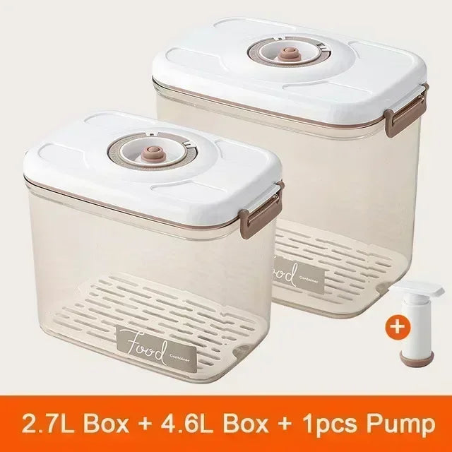 Vacuum Sealed Food Storage Box, Clear Fresh-Keeping Box, Capacity Food Dispenser, Transparent Container with Vacuum Pump
