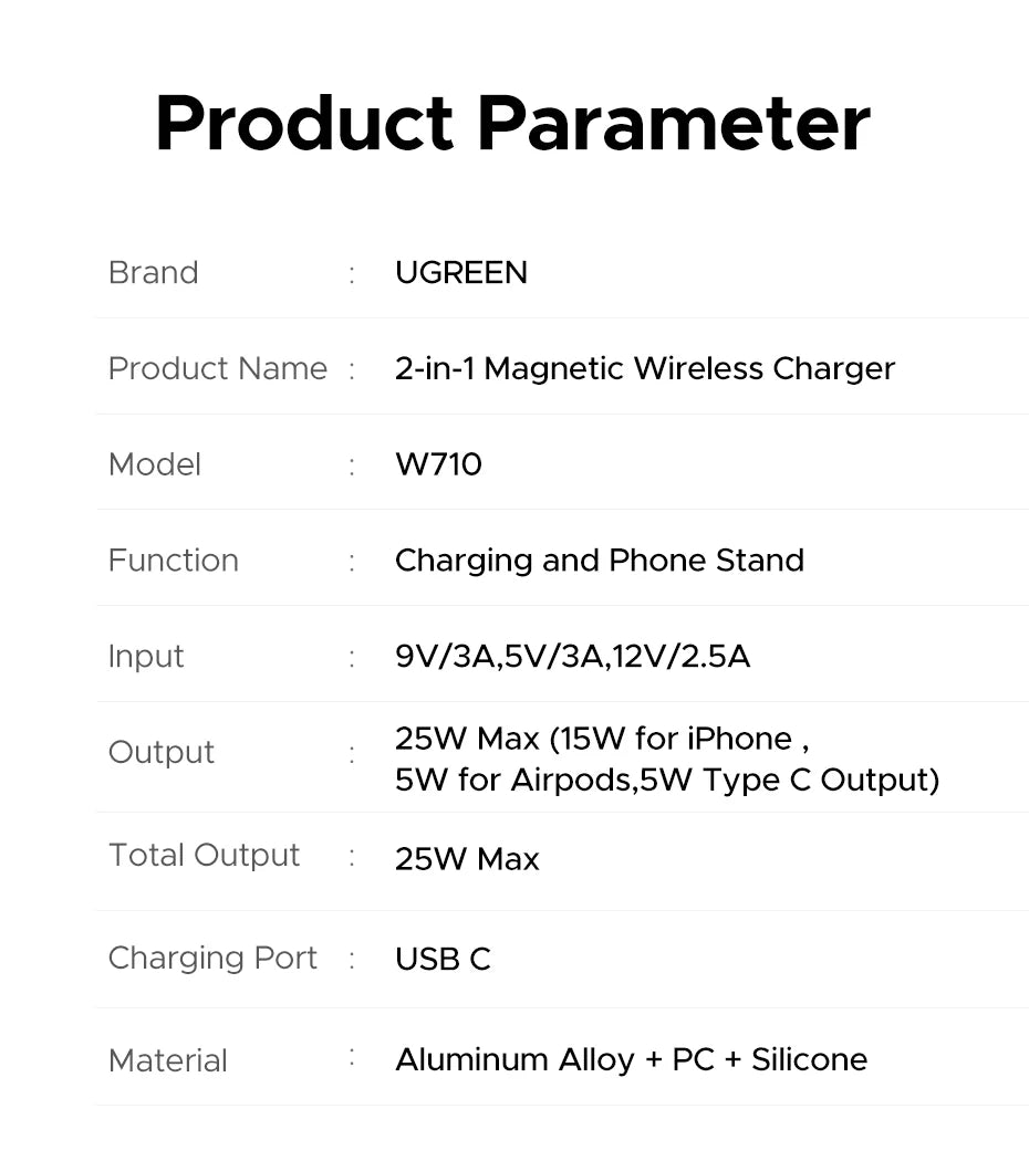 UGREEN Qi2 25W Magnetic Wireless Charger Stand Charging Holder For iPhone 16 15 Pro Max/AirPods Fast Charger for MagSafe
