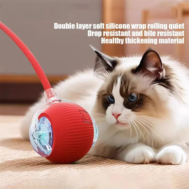 Interactive Cat Toys Ball Automatic Rolling Rechargeable Smart Obstacle Avoid Running Toys for Energetic Indoor Cats