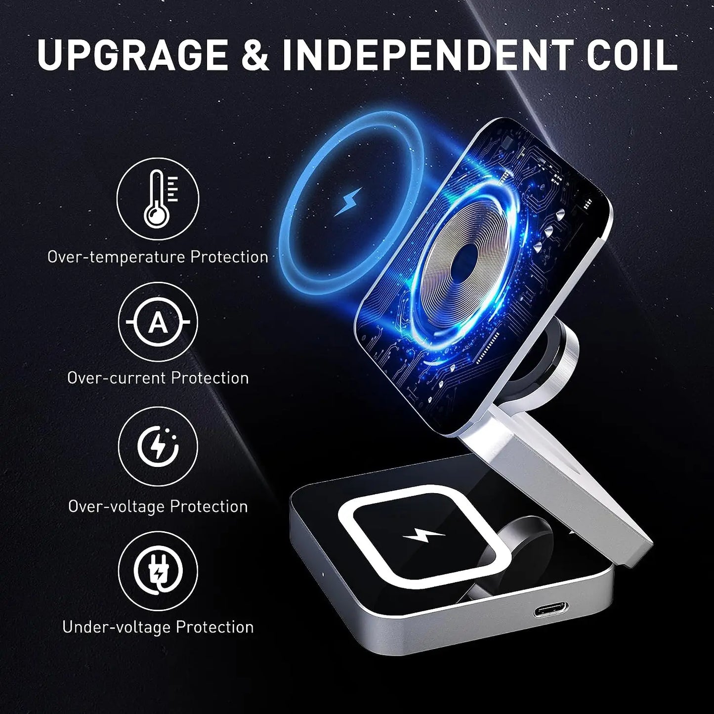 30W 3 In 1 Magnetic Wireless Charger Stand Pad for iPone 15 14 13 12 Pro Max Airpods Pro iWatch 8 7 6 Fast Charging Dock Station