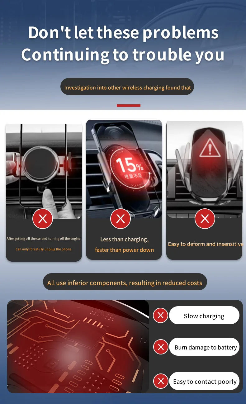 15W Car Wireless Charger Stand for iPhone 16 15 14 13 12 Pro Max Samsung 3 in 1 Magnetic Adapters Phone Fast Charging Chargers