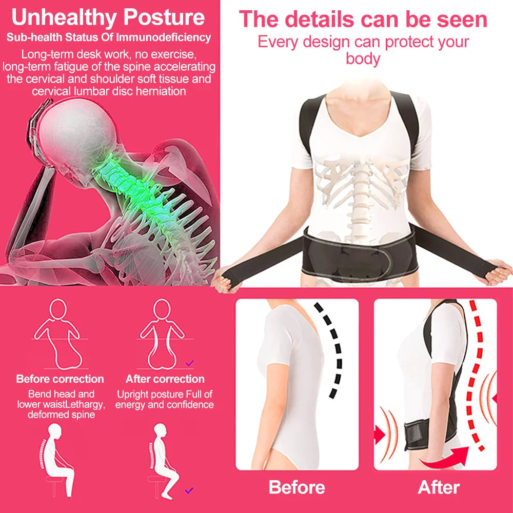 Adjustable Back Shoulder Posture Corrector Belt Clavicle Spine Support Reshape Your Body Upper and Lower Back Pain Relief Brace