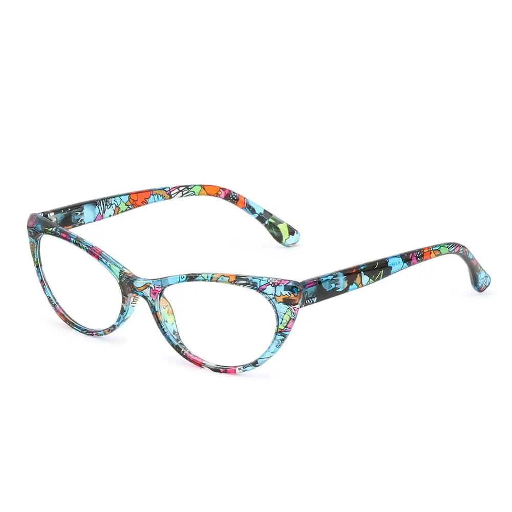 Fashion Cat Eye Reading Glasses Anti Blue Light Eyeglasses Women Floral Print Anti Eyestrain Glasses Eye Protection Vision Care