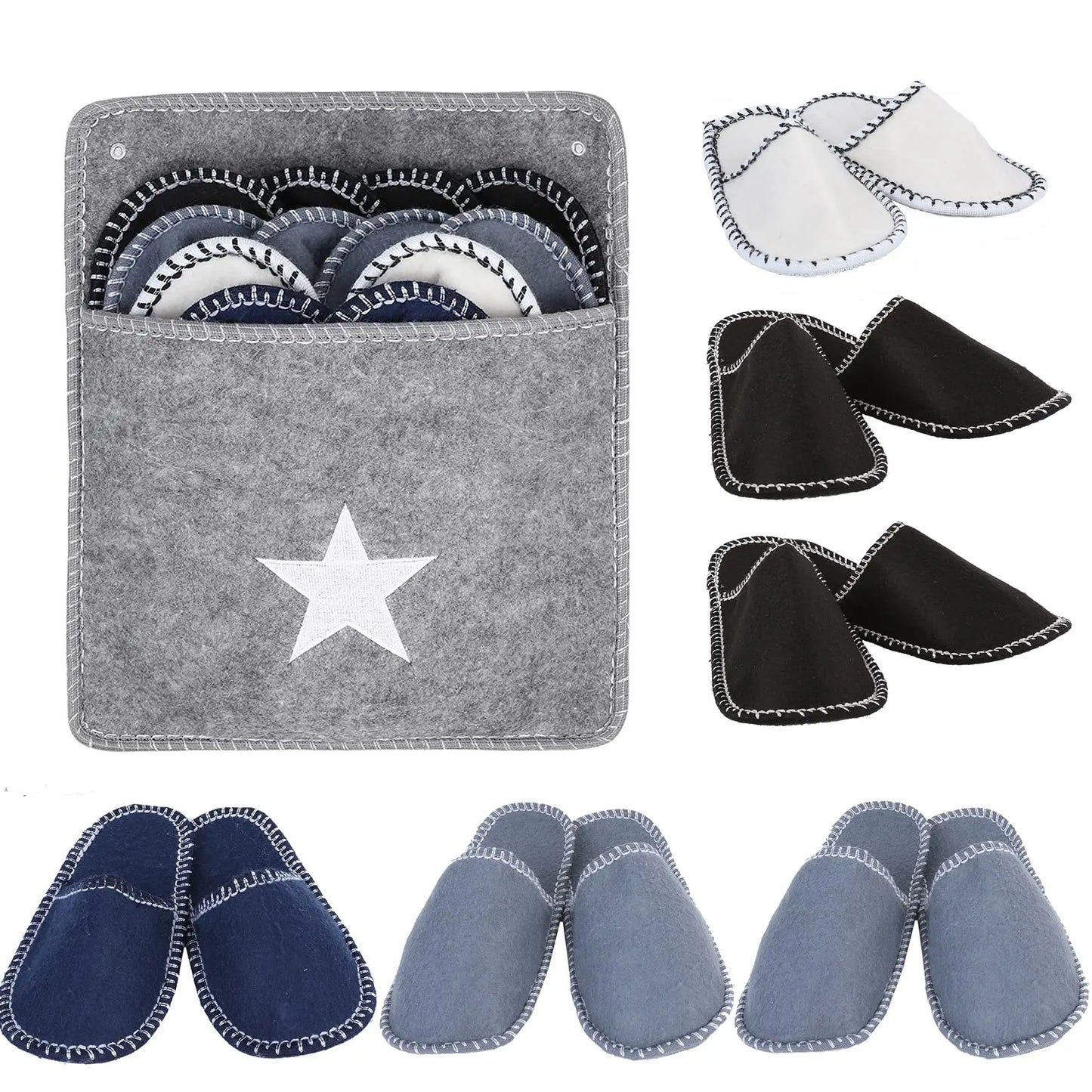 6 Pairs Disposable Slippers with Non-Slip Sole Closed Toe Unisex Slippers for Shoeless Home for Bedroom Wedding Party Travel