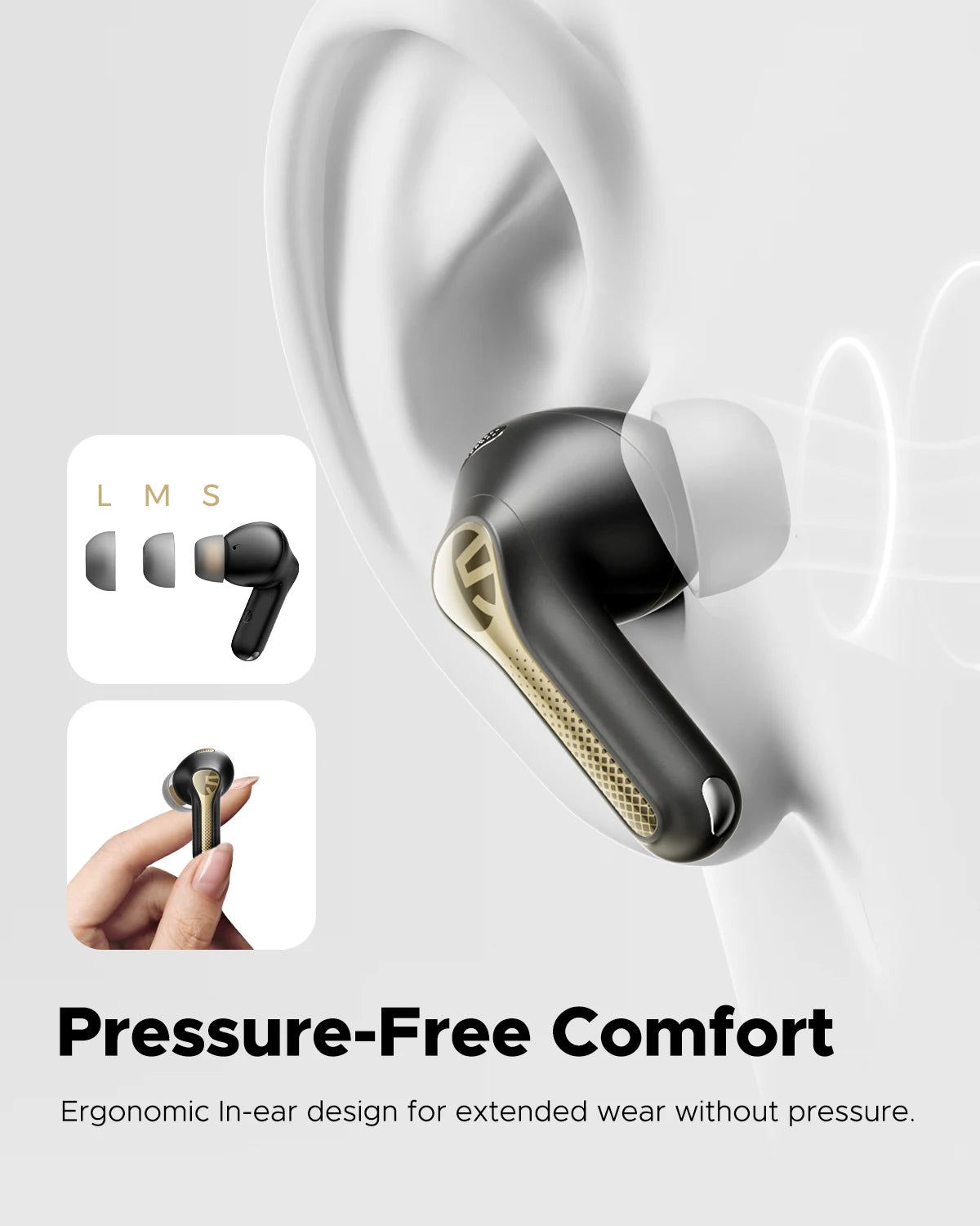 SoundPEATS Capsule3 Pro+ Wireless Earphones Adaptive ANC Bluetooth Headphones Hi Res HiFi Stereo Sound with xMEMS Speaker,LDAC