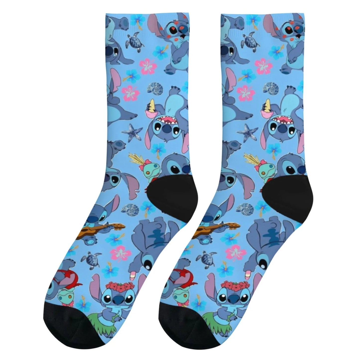 Cartoon Stitch Printed Men's Socks Soft and Comfortable Socks Novelty Harajuku Funny Street Hip-Hop Socks Party Holiday Gifts
