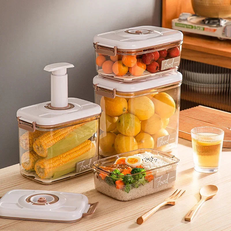 Vacuum Sealed Food Storage Box, Clear Fresh-Keeping Box, Capacity Food Dispenser, Transparent Container with Vacuum Pump