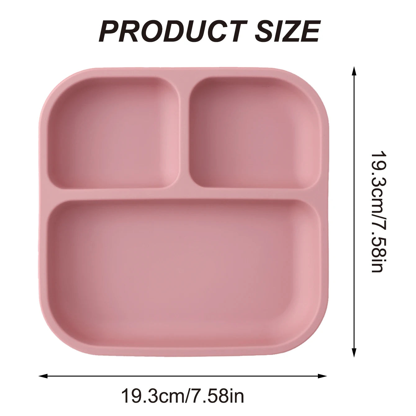 Color Kids 1PCS BPA Free Silicone Divided Square Plate Suction Baby Dish Leakproof Toddler Kids Meal Tray Easy Clean Tableware