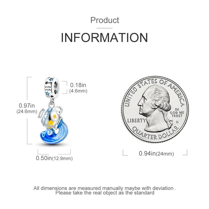 Zodiac Signs Original Charms 925 Sterling Silver Glow in Dark Pendants Beads Fit Bracelet DIY Jewelry Birthday Gift for Women