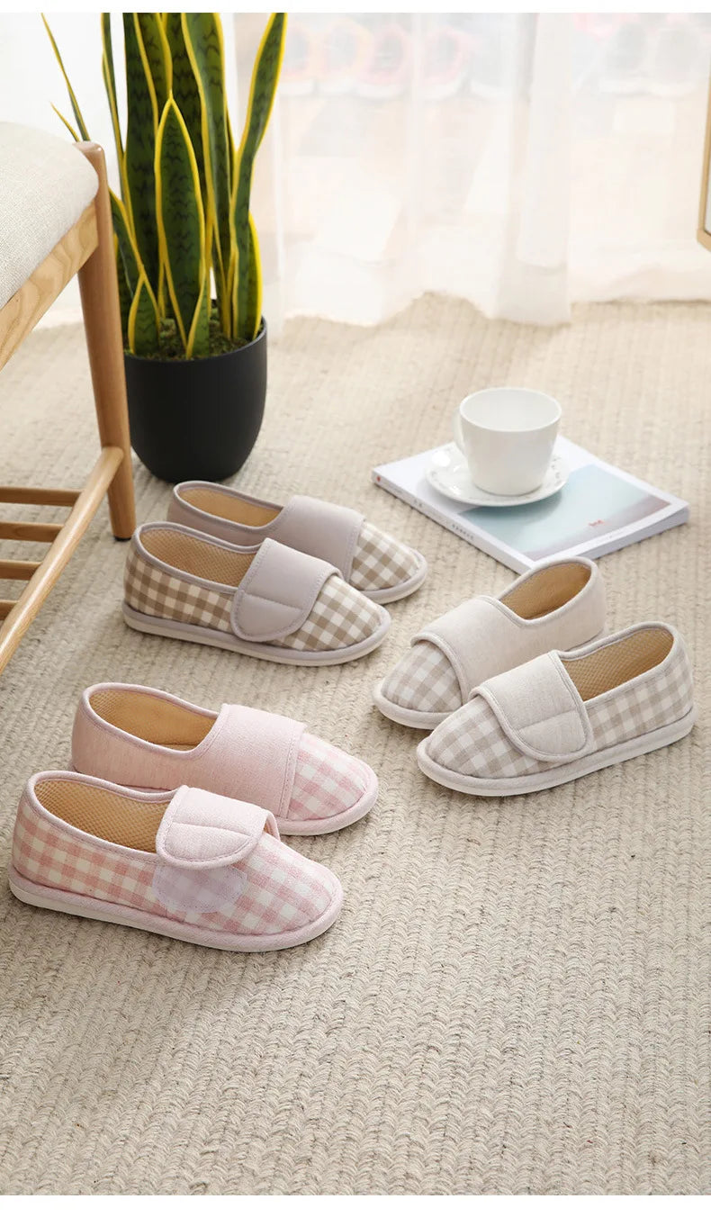 Women Diabetic Slippers Adjustable Closure Comfortable House Shoes Arthritis Edema Wide Slippers Comfy Cozy Shoes Closed Toed