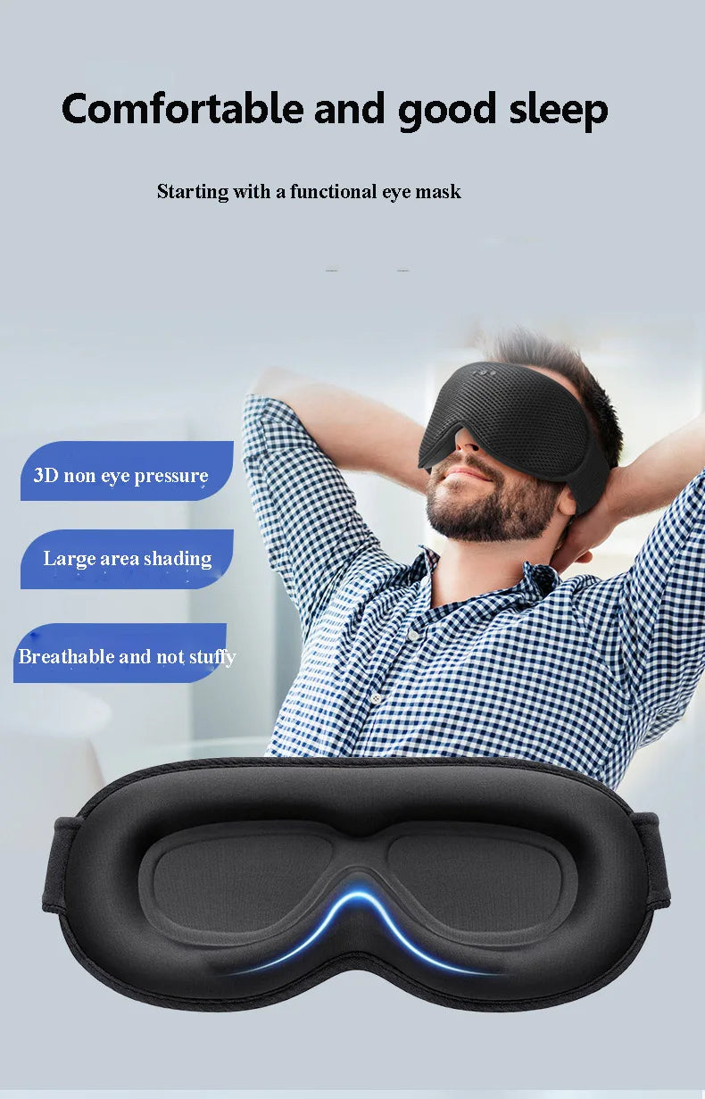 3D Wireless Sleeping Headphones Blindfold Soft Washable Bluetooth5.4 Music Headset Eyemask Handsfree Call Earphones Adjustable