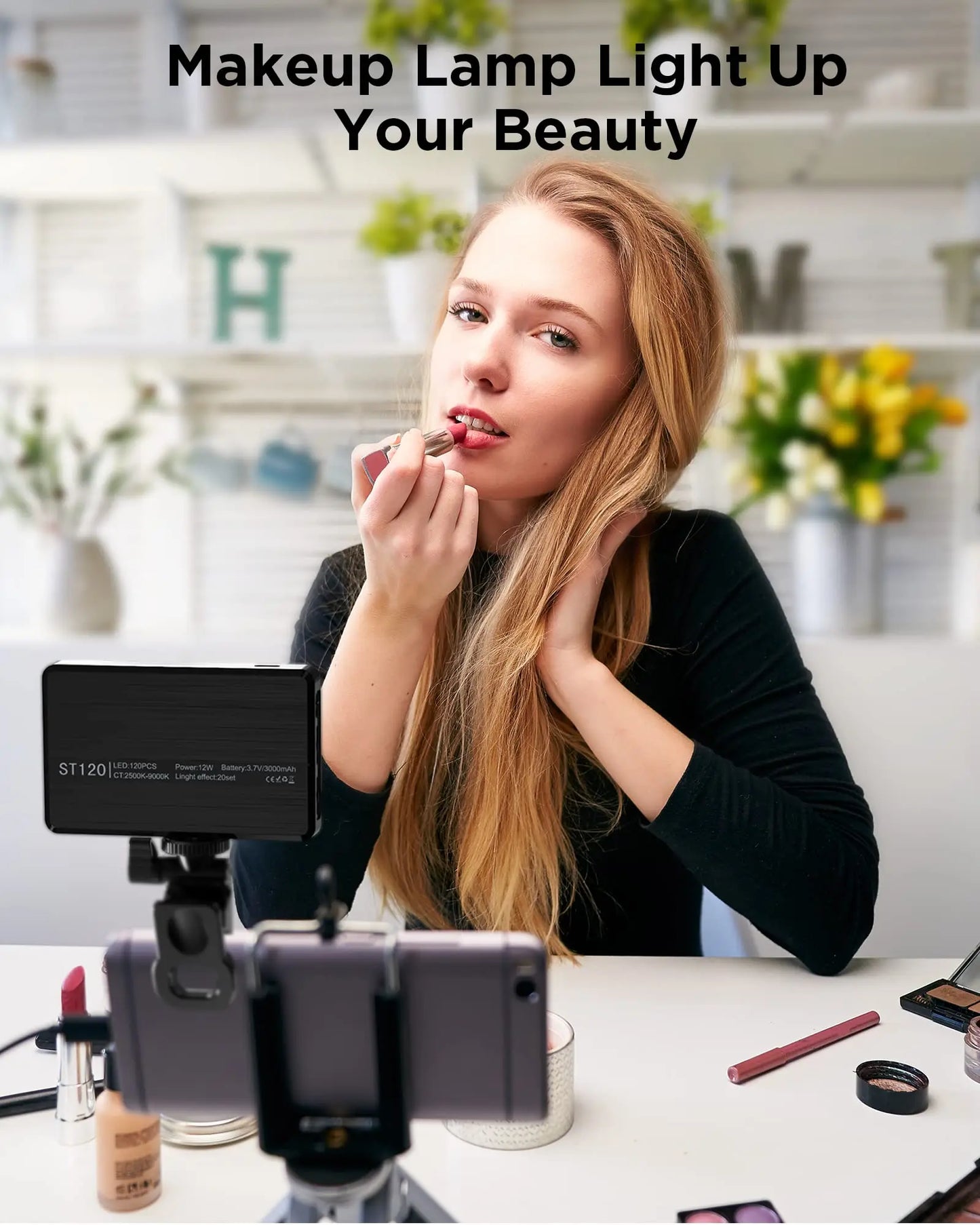LED Selfie Light 3000Mah 120 LED Rechargeable Phone Light Clip 3 Light Modes Ring Light for Phone iPad Camera Laptop Selfie
