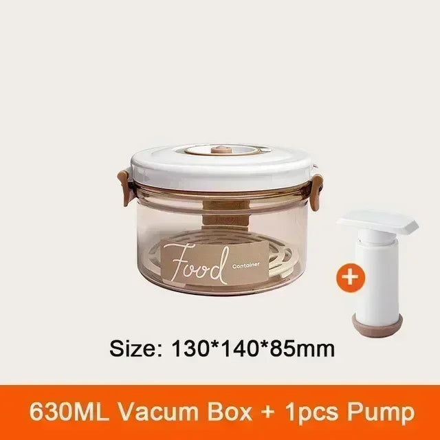 Vacuum Sealed Food Storage Box, Clear Fresh-Keeping Box, Capacity Food Dispenser, Transparent Container with Vacuum Pump