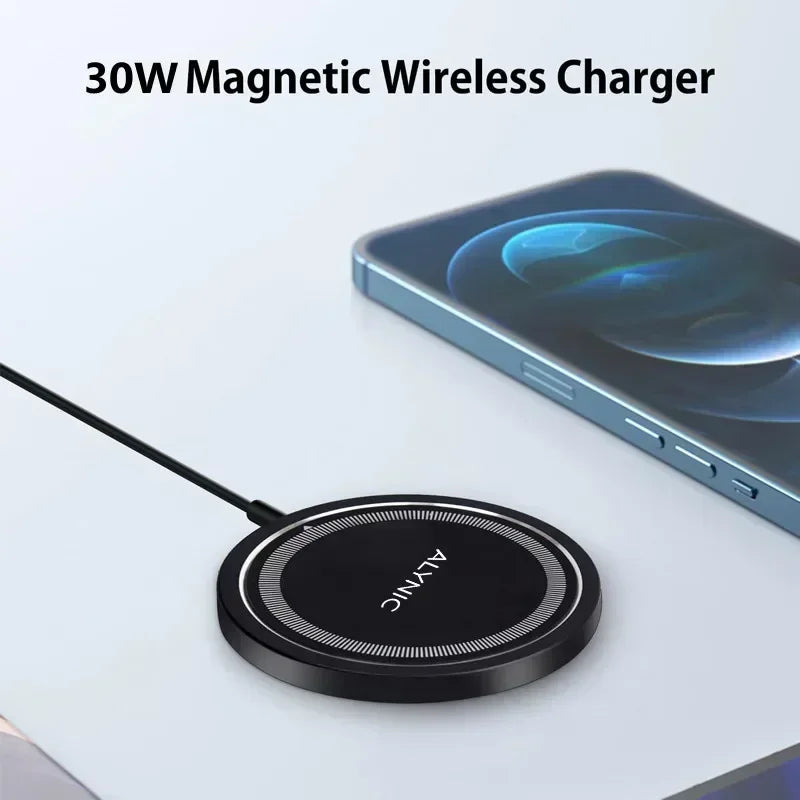 PD 30W Magnetic Wireless Charger Pad For Macsafe iPhone 16 15 14 13 12 Pro Max X XS XR 8 Plus USB C Fast Charging Dock Station