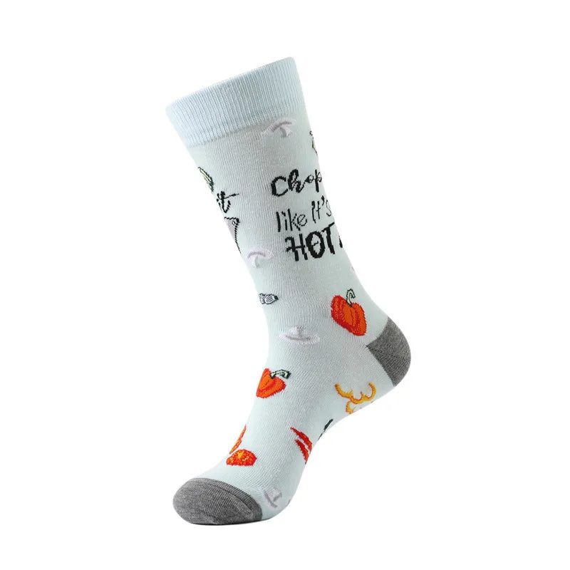 58 Style Food Theme Men Cartoon Socks Cotton Fruit Banana beer coffee bean doughnut sandwich hamburger sushi ice crea Long Socks