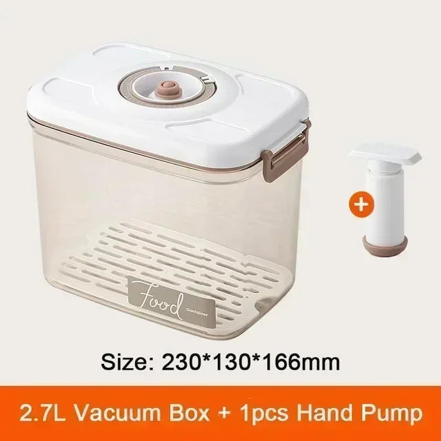 Vacuum Sealed Food Storage Box, Clear Fresh-Keeping Box, Capacity Food Dispenser, Transparent Container with Vacuum Pump