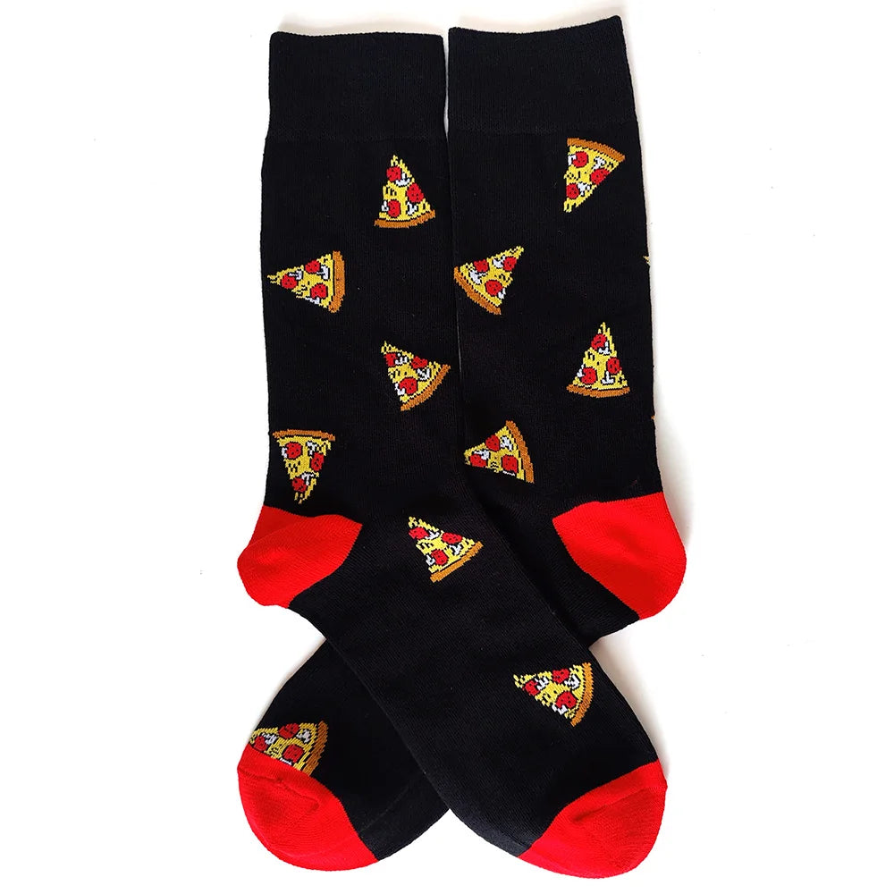 58 Style Food Theme Men Cartoon Socks Cotton Fruit Banana beer coffee bean doughnut sandwich hamburger sushi ice crea Long Socks