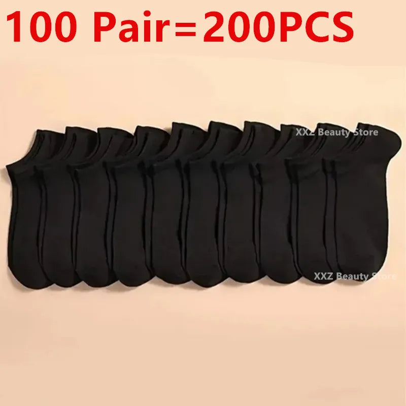 50/100 Pairs Solid Color Breathable Sock Women Men Boat Socks Invisible Low Cut Non-slip Summer No-show Ankle Socks Wholesale