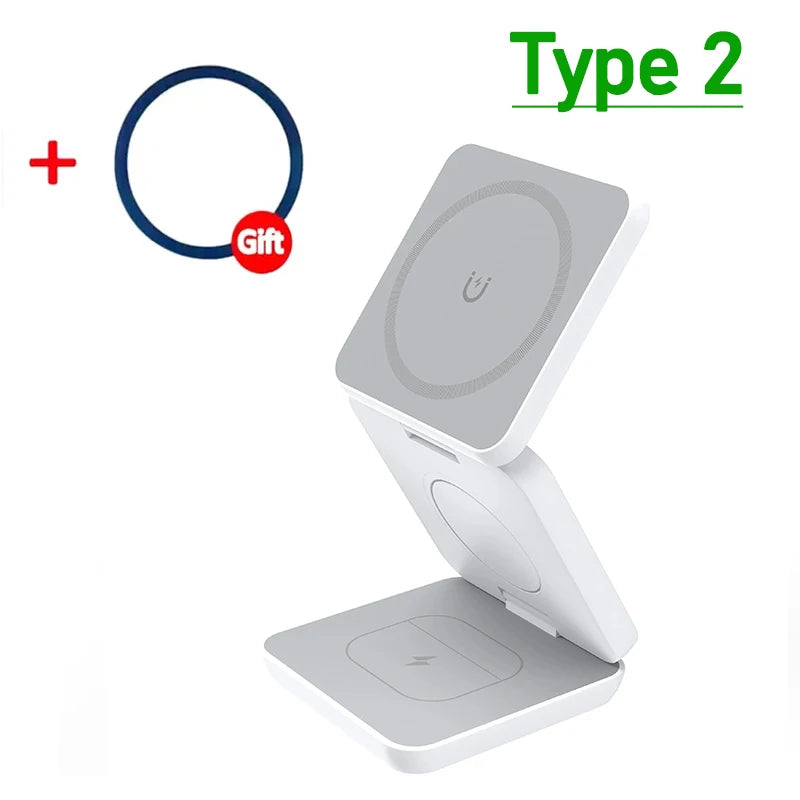 30W 3 In 1 Magnetic Wireless Charger Stand Pad for iPone 15 14 13 12 Pro Max Airpods Pro iWatch 8 7 6 Fast Charging Dock Station