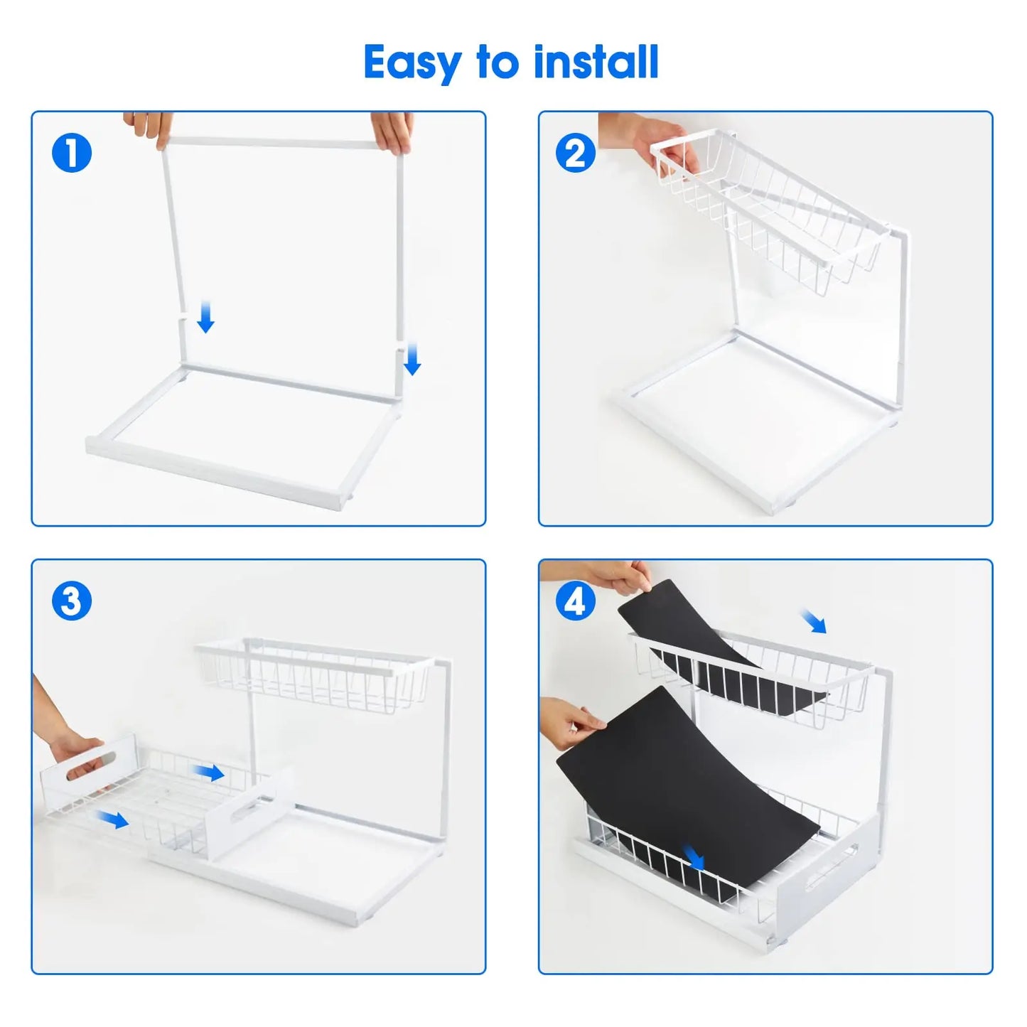 Under Sink 2 Tier Sliding Cabinet Basket Organizer Drawer Pull Out Cabinet Multi-Purpose Sink Organizer for Bathroom Kitchen