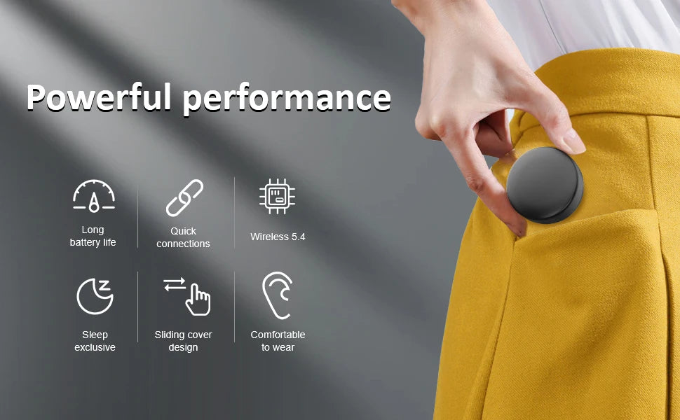 SK26 Bluetooth 5.4 Wireless Earphones Small Earbuds Sleeping Sport Invisible Headphones Bass Sound Quality Headset Sliding Cover