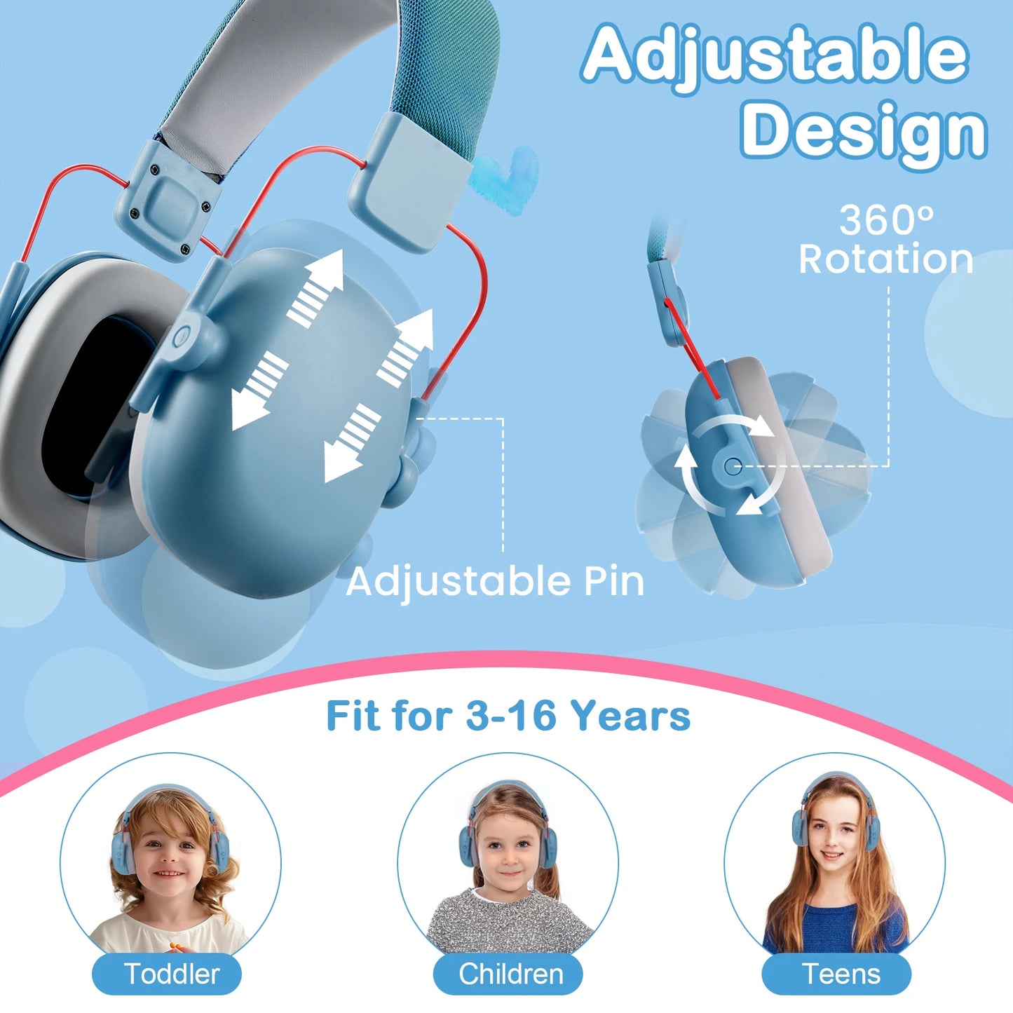 Children Kids Ear Protector Earmuffs Kids 27dB Hearing Protection Soundproof Headphone Safety Reduction Ear Muff Noise Cancellin