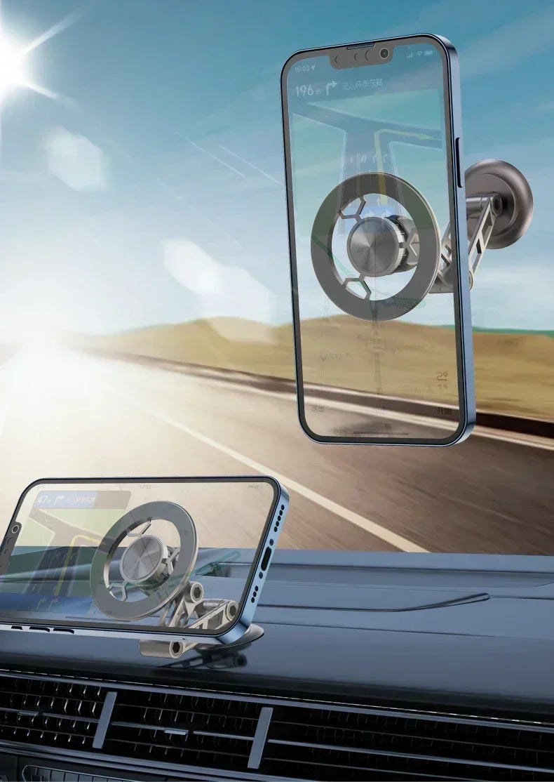 Magnetic Car Wireless Charger for iPhone 15 14 Pro Max Car Phone Holder 360 Rotation Metal Foldable Charging Stand for Samsung