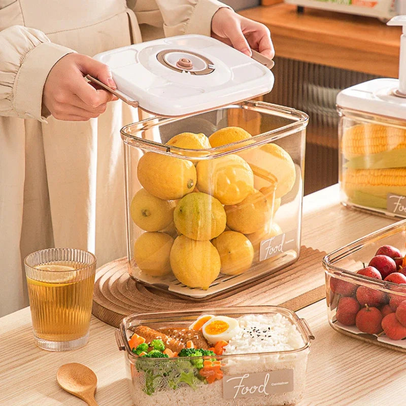 Vacuum Sealed Food Storage Box, Clear Fresh-Keeping Box, Capacity Food Dispenser, Transparent Container with Vacuum Pump