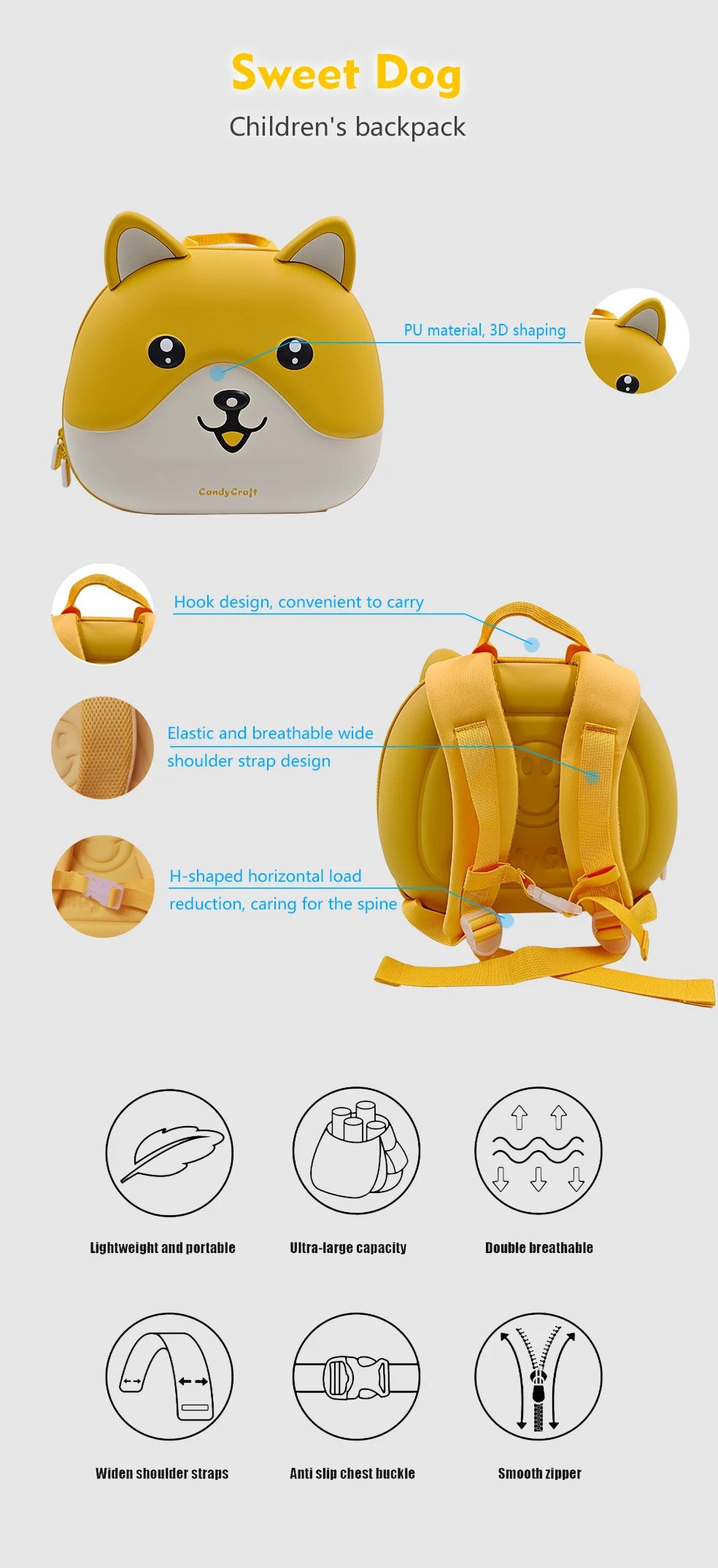 Boys And Girls' School Backpack Children's Backpack For Kindergarten Cute Cartoon And Lightweight Animal prints